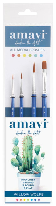Willow Wolfe Amavi Artist Essentials Brush Set-Liner, Rounds, Flat - 1900SET2 - 628215003755