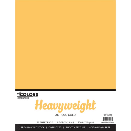 My Colors 100lb Heavyweight Cardstock 8.5"X11" 10/Pkg-Antique Gold MYCH85-14403 - 709388339282