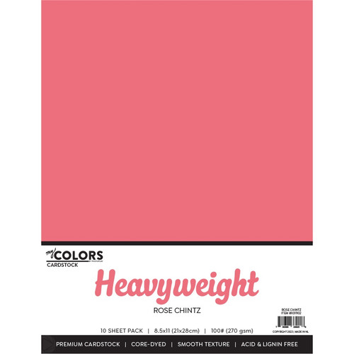 My Colors 100lb Heavyweight Cardstock 8.5"X11" 10/Pkg-Rose Chintz - MYCH85-11102 - 709388339206