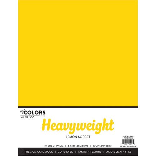My Colors 100lb Heavyweight Cardstock 8.5"X11" 10/Pkg-Lemon Sorbet - MYCH85-14402 - 709388339275