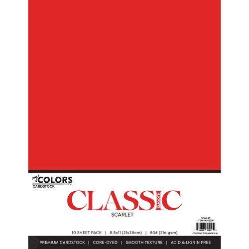 My Colors Classic 80lb Weight Cardstock 8.5"X11" 10/Pkg-Scarlet MYCC85-42209 - 709388339572