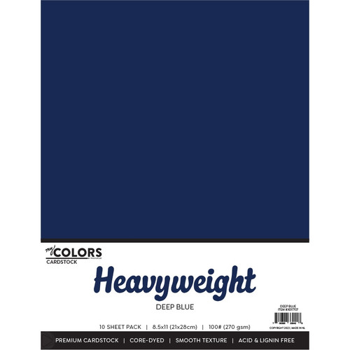 2 Pack - My Colors 100lb Heavyweight Cardstock 8.5"X11" 10/Pkg-Deep Blue - MYCH85-17707 - 709388339428