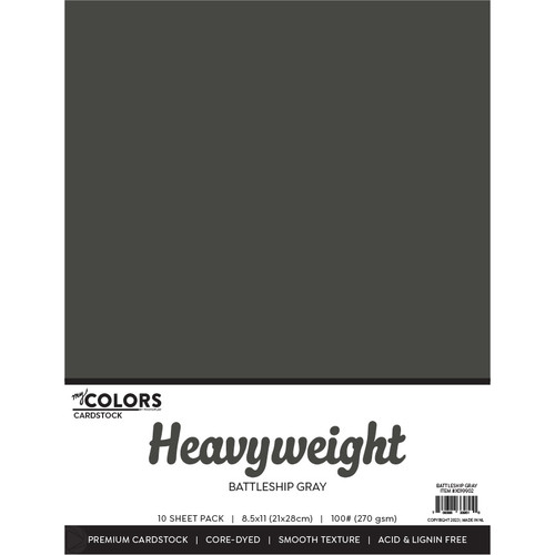 2 Pack - My Colors 100lb Heavyweight Cardstock 8.5"X11" 10/Pkg-Battleship Gray - MYCH85-19902 - 709388339510