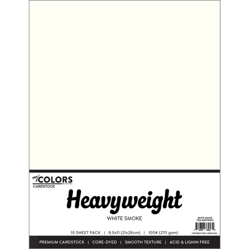 2 Pack My Colors 100lb Heavyweight Cardstock 8.5"X11" 10/Pkg-White Smoke MYCH85-01003 - 709388339534