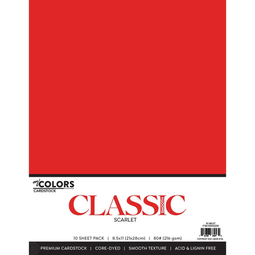 2 Pack My Colors Classic 80lb Weight Cardstock 8.5"X11" 10/Pkg-Scarlet MYCC85-42209 - 709388339572
