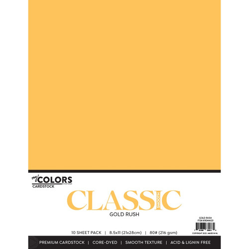 My Colors Classic 80lb Weight Cardstock 8.5"X11" 10/Pkg-Gold Rush - MYCC85-44420 - 709388339664