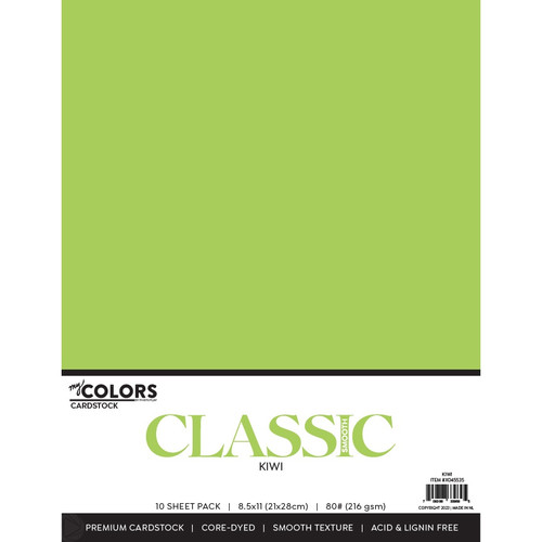 My Colors Classic 80lb Weight Cardstock 8.5"X11" 10/Pkg-Kiwi - MYCC85-45535 - 709388339695