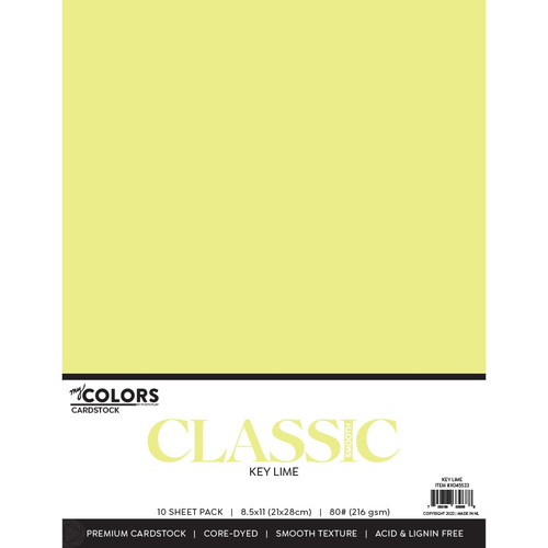 My Colors Classic 80lb Weight Cardstock 8.5"X11" 10/Pkg-Key Lime - MYCC85-45533 - 709388339688