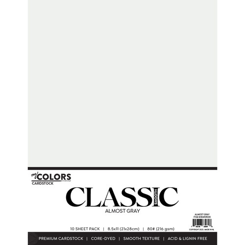 My Colors Classic 80lb Weight Cardstock 8.5"X11" 10/Pkg-Almost Gray - MYCC85-01030 - 709388339848