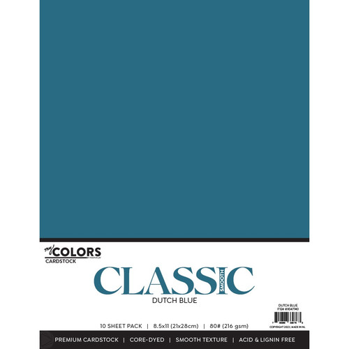 My Colors Classic 80lb Weight Cardstock 8.5"X11" 10/Pkg-Dutch Blue MYCC85-47740 - 709388339763