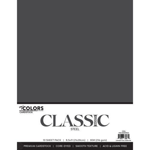 My Colors Classic 80lb Weight Cardstock 8.5"X11" 10/Pkg-Steel - MYCC85-01023 - 709388339862