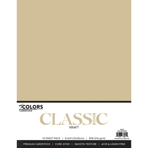 My Colors Classic 80lb Weight Cardstock 8.5"X11" 10/Pkg-Kraft - MYCC85-49905 - 709388339800
