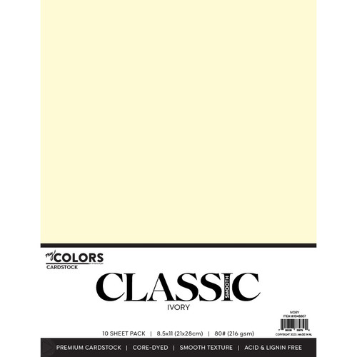 My Colors Classic 80lb Weight Cardstock 8.5"X11" 10/Pkg-Ivory - MYCC85-48807 - 709388339794