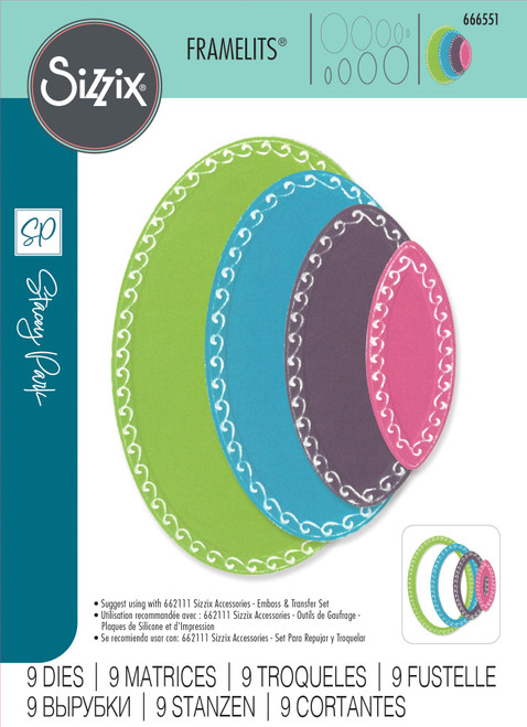 Sizzix Fanciful Framelits Die Set By Stacey Park 9/Pkg-Clare Classic Ovals 666551 - 630454288244