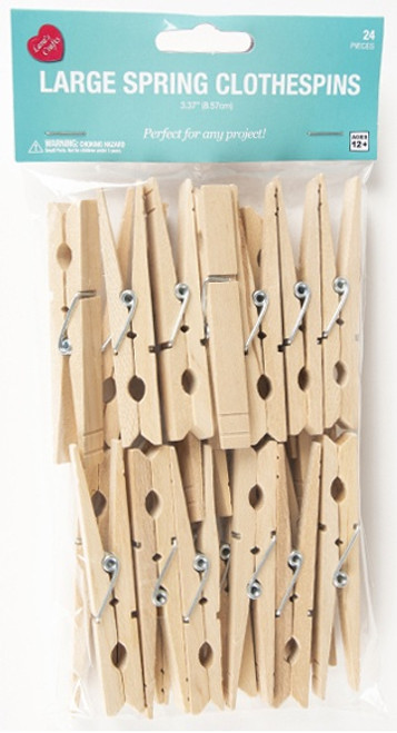 6 Pack CousinDIY Large Spring Clothespins 24/Pkg-Natural 3.37" 20326809 - 754246268099