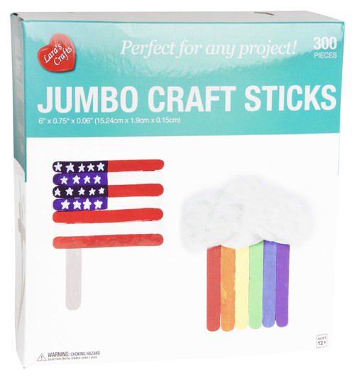 3 Pack CousinDIY Jumbo Craft Sticks 300/Pkg-Natural 6" 20326816 - 754246268167