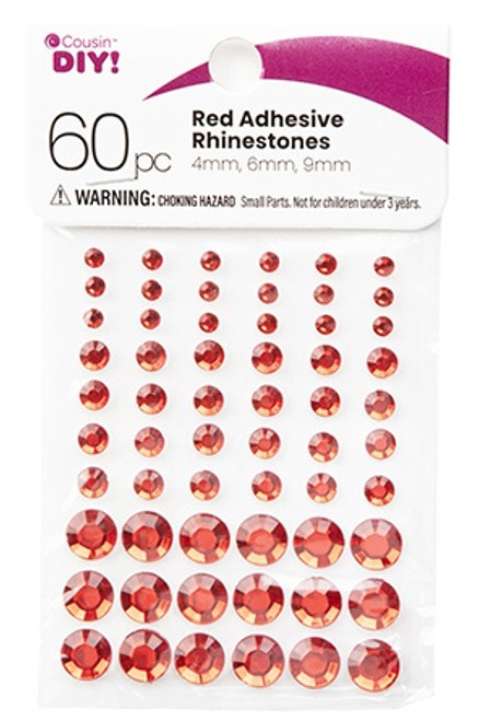 12 Pack CousinDIY Adhesive Rhinestones 60/Pkg-Red CCRHINES-3072 - 191648147063