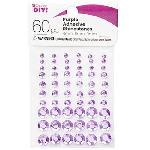 12 Pack - CousinDIY Adhesive Rhinestones 60/Pkg-Purple - CCRHINES-3076 - 191648147100