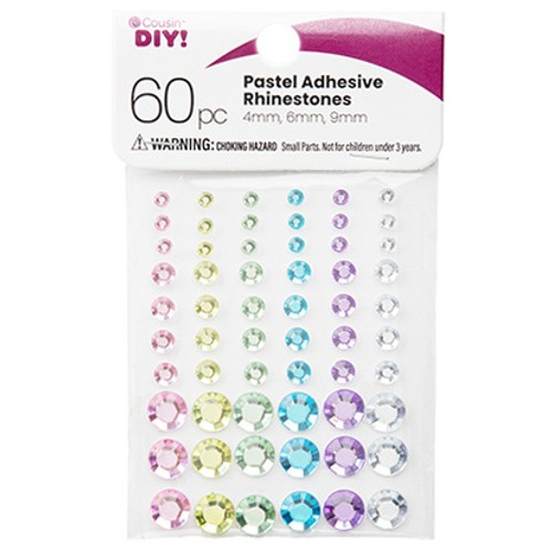 12 Pack CousinDIY Adhesive Rhinestones 60/Pkg-Pastel A50026LX-3080 -