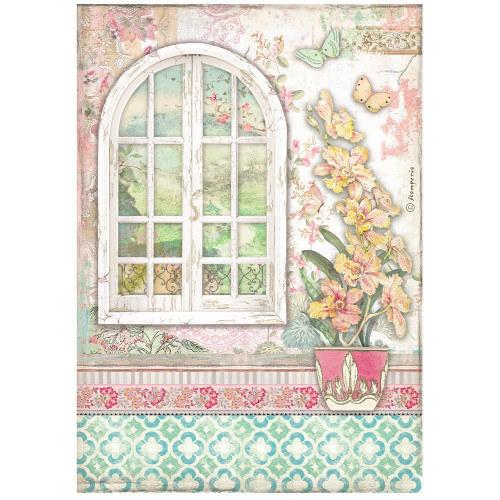6 Pack - Stamperia Rice Paper Sheet A4-Orchids And Cats Window - DFSA4850 - 5993110032670