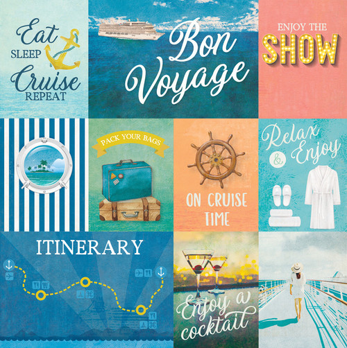 25 Pack Anchors Aweigh Double-Sided Cardstock 12"X12"-Bon Voyage 5A0020PK-1G3FT