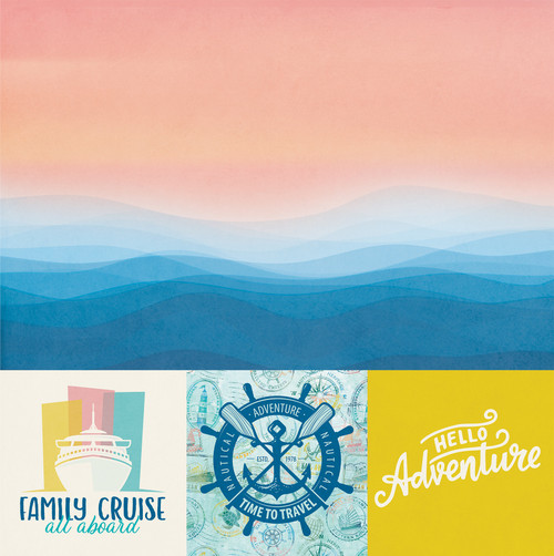 25 Pack Anchors Aweigh Double-Sided Cardstock 12"X12"-Hello Adventure 5A0020PK-1G3FZ