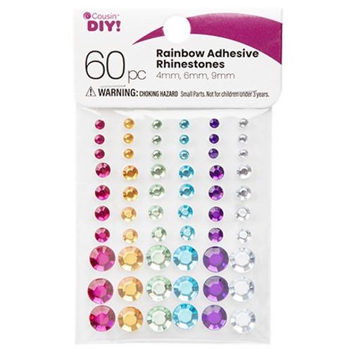 12 Pack CousinDIY Adhesive Rhinestones 60/Pkg-Rainbow CCRHINES-3081 -