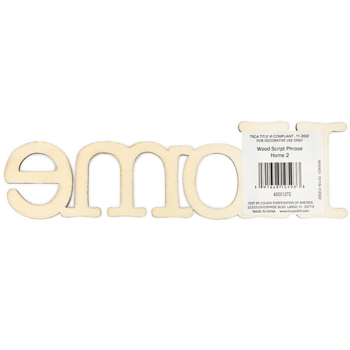 12 Pack - CousinDIY Unfinished Wood Script Phrase-Home Block - CCSCRIPT-1272