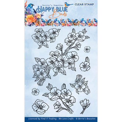 Find It Trading Berries Beauties Clear Stamps-Floral Branch Happy Blue Birds 5A0020TS-1G3LQ - 8718715136175
