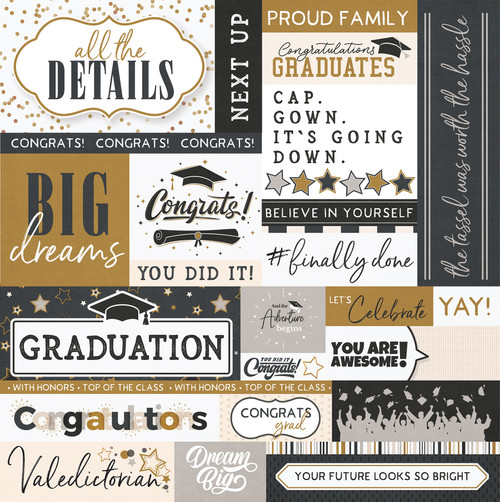 25 Pack The Graduate Double-Sided Cardstock 12"X12"-All The Details 5A0020Q8-1G3H5