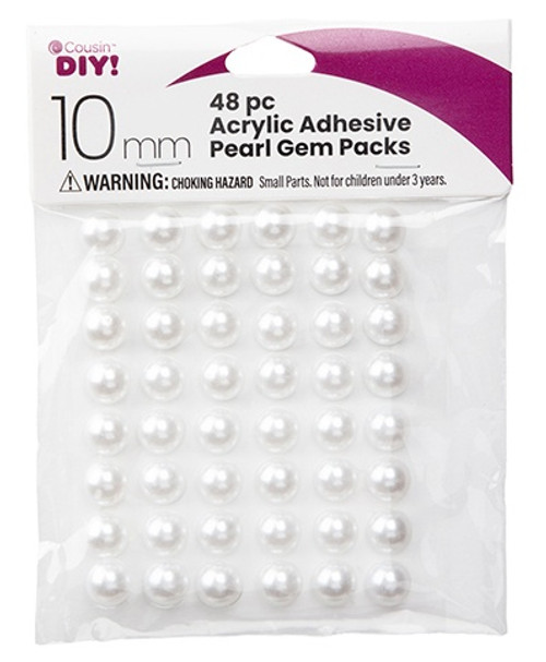 12 Pack CousinDIY Acrylic Adhesive Gems 10mm-Pearl GEMS10MM-3336 - 191648149562
