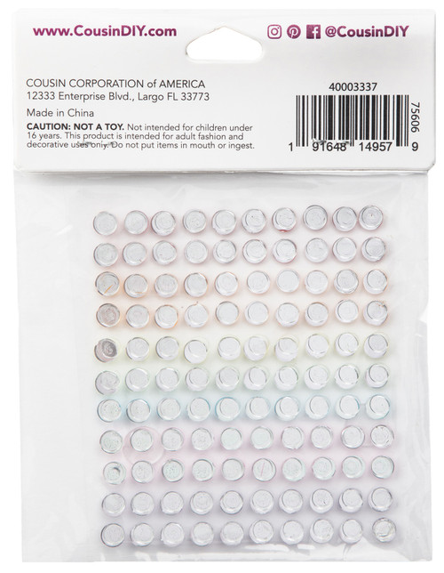 12 Pack CousinDIY Acrylic Adhesive Gems 6mm-Rainbow A50026M8-3337