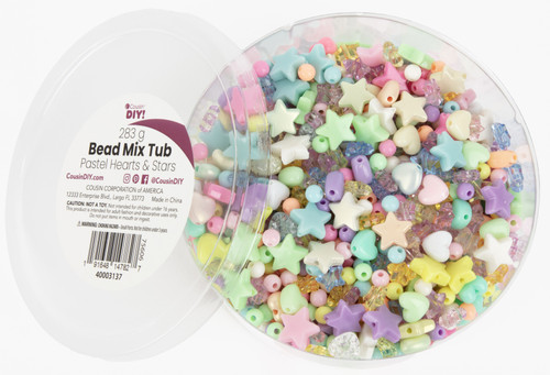 3 Pack CousinDIY Bead Tub-Pastel Hearts & Star 40003137