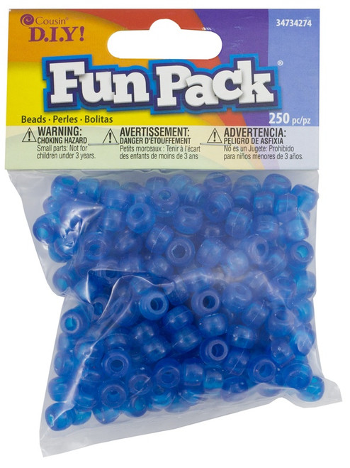 12 Pack CousinDIY Acrylic Pony Beads 250/Pkg-Clear Blue 34734274 - 016321196797