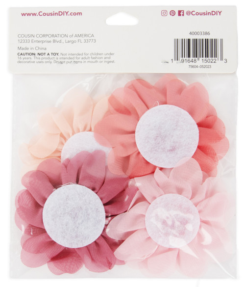 6 Pack CousinDIY Chiffon Flowers Set 4/Pkg-Pink 40003386