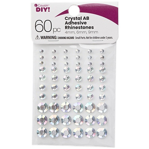 CousinDIY Adhesive Rhinestones 60/Pkg-Crystal Aurora Borealis - CCRHINES-3079 - 191648147131