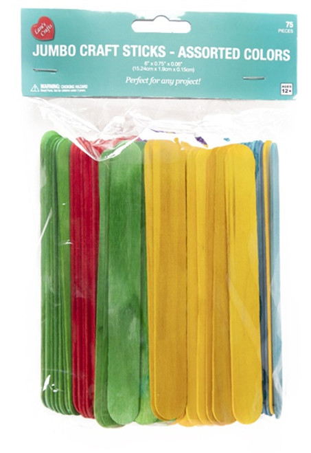 CousinDIY Jumbo Craft Sticks 75/Pkg-Colored 6" 20326798 - 754246267986