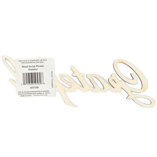 CousinDIY Unfinished Wood Script Phrase-Grateful - 5A002F6T-1268