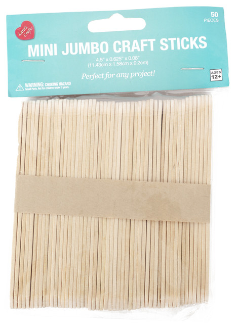 CousinDIY Mini Jumbo Craft Sticks 50/Pkg-Natural 4.5" 20326805 - 754246268051