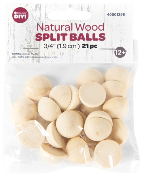 6 Pack - CousinDIY Unfinished Wood Split Ball 21/Pkg- - 40001258 - 191648105797