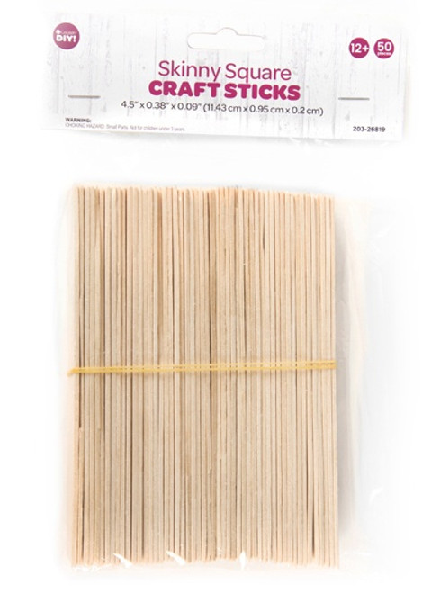 CousinDIY Skinny Square Craft Sticks 75/Pkg-Natural - 20326819 - 754246268198