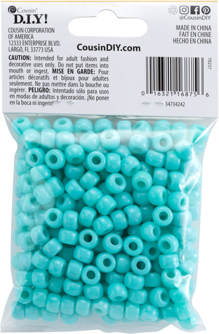 CousinDIY Fun Pack Acrylic Pony Beads 250/Pkg-Turquoise - 34734242 CousinDIY Fun Pack Acrylic Pony Beads 250/Pkg-Turquoise - 34734242