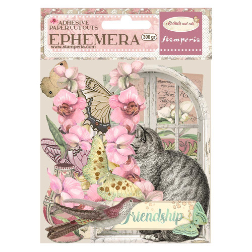 Stamperia Cardstock Ephemera Adhesive Paper Cut Outs-Orchids And Cats DFLCT41 - 5993110032908
