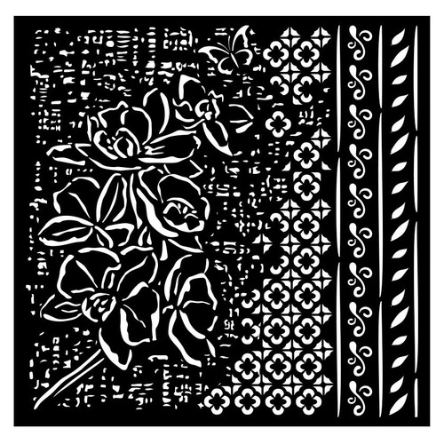 Stamperia Stencil 7"X7"-Orchids And Cats Orchid Pattern - KSTDQ101 - 5993110033233