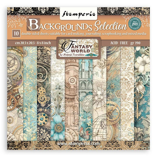 Stamperia Backgrounds Double-Sided Paper Pad 8"X8" 10/Pkg-Sir Vagabond In Fantasy World, 10 Desing SBBS99 - 5993110032472