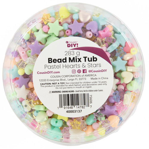 CousinDIY Bead Tub-Pastel Hearts & Star - 40003137