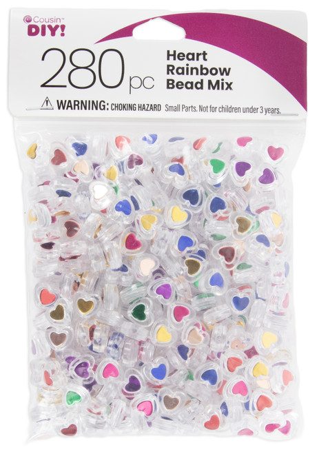 CousinDIY Bead Mix 280/Pkg-Heart Rainbows - 40003139 - 191648147841
