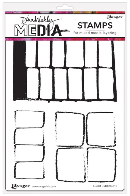 Dina Wakley Media Cling Stamps 6"X9"-Grid It MDR-1G3FK - 789541084617