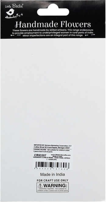 3 Pack - Little Birdie Renae Paper Flower 27/Pkg-Ivory Pearl - CR93307 3 Pack - Little Birdie Renae Paper Flower 27/Pkg-Ivory Pearl - CR93307