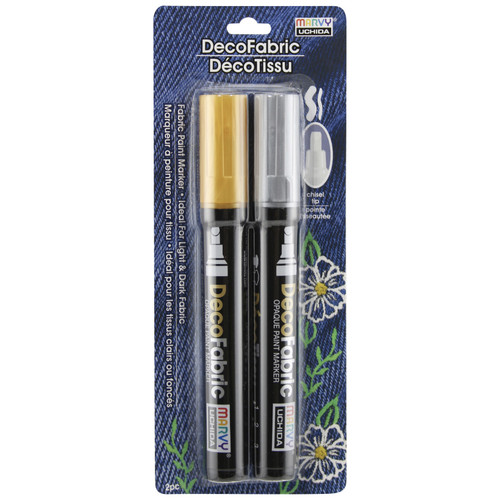 3 Pack Uchida DecoFabric Opaque Paint Marker Chisel Tip 2/Pkg-Gold & Silver 5A00219W-1G43D - 028617265957
